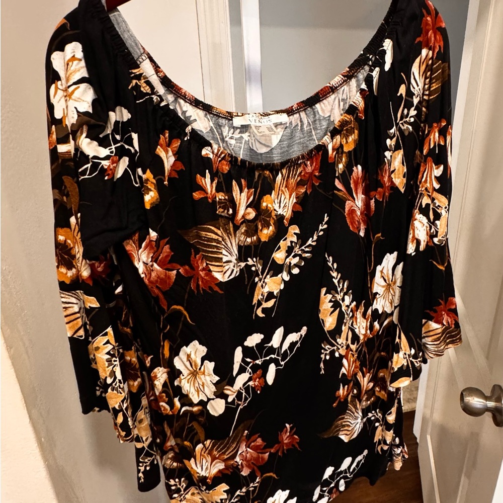 Floral Black Women's Off the Shoulder Top
